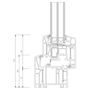 Schüco Living Alu Inside MD - Classic 130mm 9522-9523 mit Verstärkung