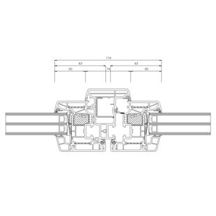 Schüco Living Alu Inside MD HI mit Stulp 74 mm Fenster Classic 83mm - 9472-9523