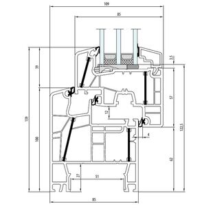 Aluplast energeto 8000 Fenster Classic-Line 139mm - 080x04 - 080x20