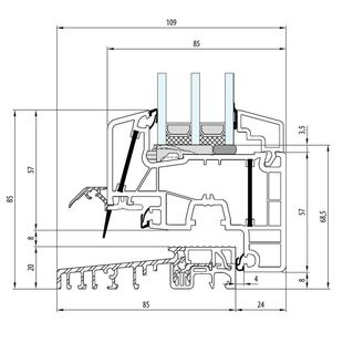 Aluplast energeto 8000 Schwelle 20mm Balkontür Classic-Line 77mm - 080x20