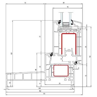 Aluplast IDEAL 4000 Monoblock 160mm Terrassentür innen öffnend Classic-Line 157mm - 140x19 - 140x30