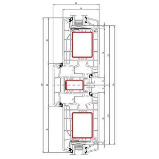 Aluplast IDEAL 4000 Pfosten 84mm Tür innen öffnend Classic-Line 140x41-140x33