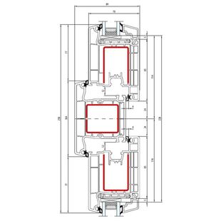 Aluplast IDEAL 4000 Pfosten 104mm Terassentür innen öffnend Classic-Line 140x45-140x30