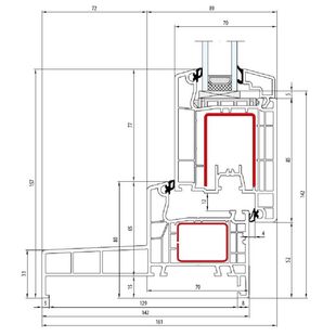 Aluplast IDEAL 4000 Monoblock 140mm Terrassentür innen öffnend Classic-Line 157mm - 140x18 - 140x30