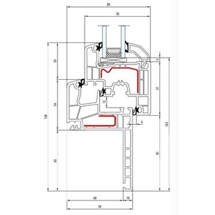 Aluplast IDEAL 5000 Renovation Fenster Classic - Line Flosse 65mm - 150x10 - 150x20