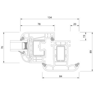 Drutex Iglo EXT Fenster Flosse 20mm innen Detailzeichnung - 50021 50016