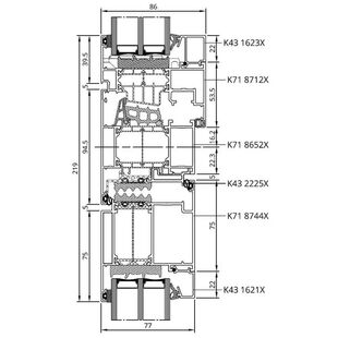 Drutex MB-86SI Tür nach innen mit Oberlicht Kipp Detail