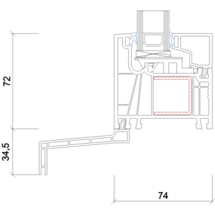 7213- Fensterbankprofil- 34.5 mm