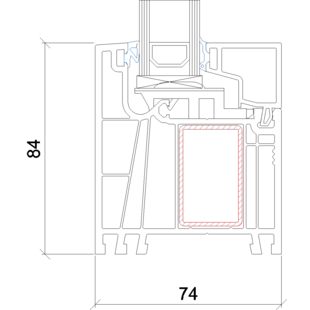 Gealan Linear Festverglasung 84mm - 7005