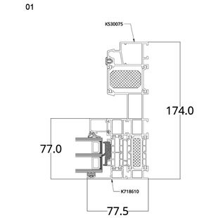 Aluprof MB-77hi Monorail HS Tür Rahmen mit Fest Flügel Detailzeichnung