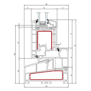 Aluplast IDEAL 4000 NL Terrassentür außen öffnend Classic-Line 173mm - 140x53 - 140x58 - 140x31