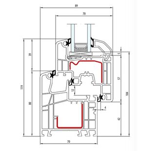 Aluplast IDEAL 5000 Fenster Classic - Line 119mm - 150x03 - 150x20