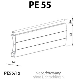 Lamelle PE 55 stranggepresst technische Zeichnung