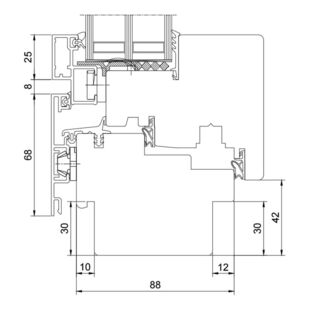 Duoline 88 Fenster mit Standard Falzschnitt beidseitig