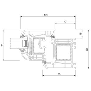 Drutex Iglo EXT Fenster 125mm Detailzeichnung - 50003 50016