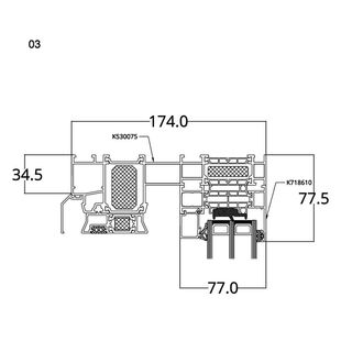 Aluprof MB-77hi Monorail HS Tür Rahmen mit Fest Flügel oben Detail