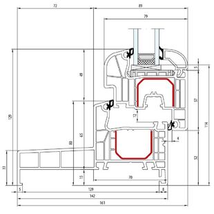 Aluplast IDEAL 4000 Monoblock 140mm Fenster Round-Line 129mm - 140x18 - 140x22