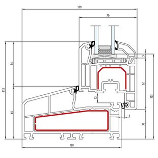 Aluplast IDEAL 4000 NL Fenster Soft-Line 118mm - 140x53 - 140x23