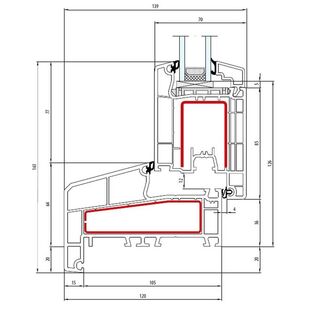 Aluplast IDEAL 4000 NL Terrassentür innen öffnend Classic-Line 141mm Flosse 20mm - 140x54 - 140x30