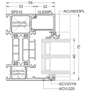 Aliplast Superial Festverglasung 55mm - SP010