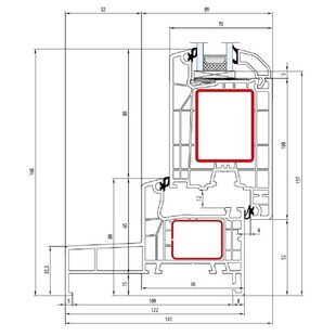 Aluplast IDEAL 4000 Monoblock 120mm Tür innen öffnend Classic-Line 168mm - 140x16 - 140x33