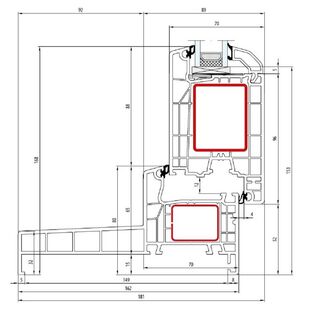 Aluplast IDEAL 4000 Monoblock 160mm Tür innen öffnend Classic-Line 168mm - 140x19 - 140x33