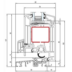 Aluplast IDEAL 5000 Türschwelle 20mm innen öffnend - 150x30