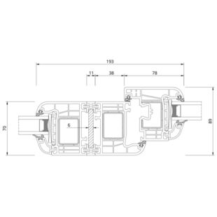 Drutex Iglo EXT Kopplung mit Stahl Fenster Detailzeichnung - 50124 50001 50016