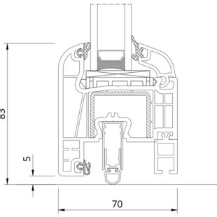 Drutex Iglo EXT Balkontür Schwelle Automatikdichtung Detailzeichnung - 50016