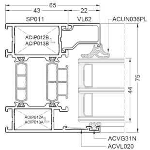 Aliplast Superial Festverglasung 65mm - SP011