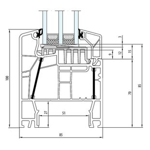 Aluplast energeto 8000 Festverglasung 100mm - 080x04