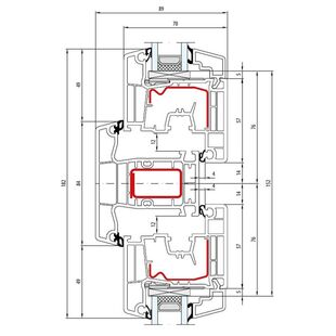 Aluplast IDEAL 4000 Pfosten 84mm Fenster Classic-Line 77mm 140x41-140x20