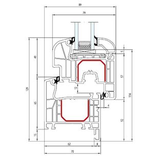 Aluplast IDEAL 4000 Monoblock 70mm Fenster Round-Line 114mm Flosse 15mm - 140x12 - 140x22