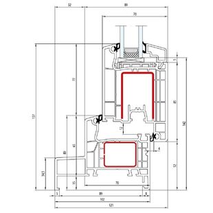 Aluplast IDEAL 4000 Monoblock 100mm Terrassentür innen öffnend Classic-Line 157mm - 140x14 - 140x30