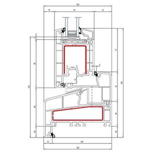 Aluplast IDEAL 4000 NL Terrassentüraußen öffnend Classic-Line 173mm Flosse 20mm - 140x54 - 140x58 - 140x31