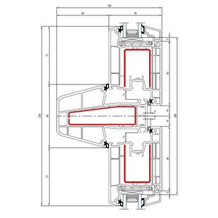 Aluplast IDEAL 4000 NL Pfosten 84mm Terrassentür innen öffnend Classic-Line 238mm - 140x57 - 140x30