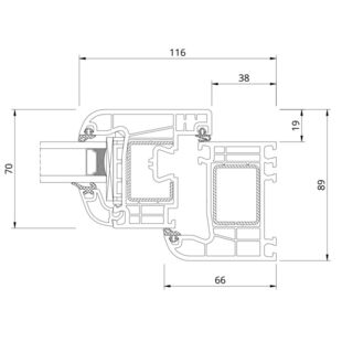 Drutex Iglo EXT Fenster 116mm Detailzeichnung - 50001 50016