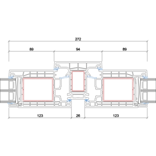 Gealan Linear Pfosten 94mm Tür innen öffnend 7040-7088