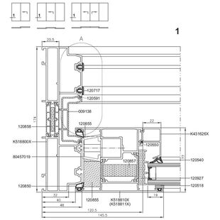 Aluprof MB-77hi HS Tür Rahmen mit Fest Flügel Detailzeichnung