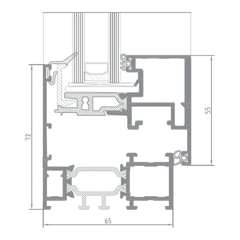 Alufenster Aliplast Ecofutural OC Profilschnitt