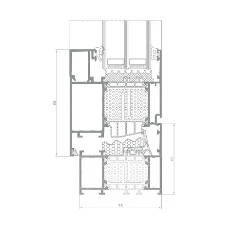 Alufenster Aliplast Genesis 75i+ (GN011) Profilschnitt