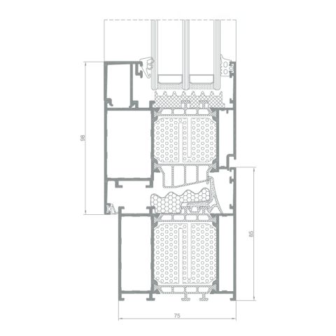 Alufenster Aliplast Genesis 75i+ (GN013) Profilschnitt