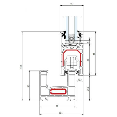 Kunststoff Schiebetür Profil Aluplast Easy-Slide Technische Details