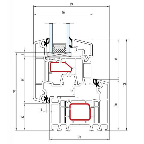 Kunststofffenster Aluplast IDEAL 4000 Casement Technische Details