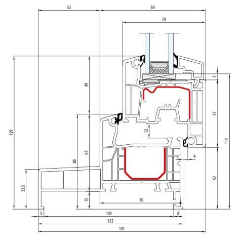 Kunststofffenster Aluplast IDEAL 4000 Monoblock 120mm CL Technische Details