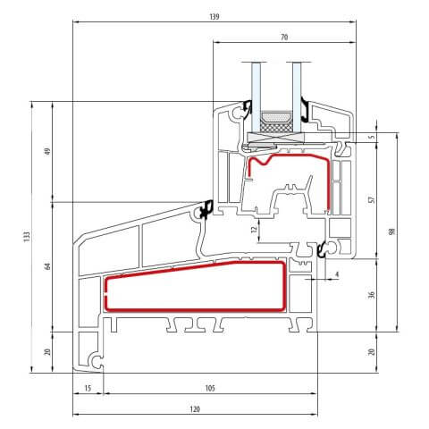 Kunststofffenster Aluplast IDEAL 4000 NL Flosse 20mm Technische Details