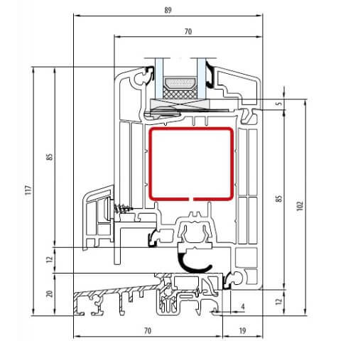 Kunststoff Haustür Profil Aluplast IDEAL 5000 Technische Details