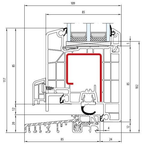 Kunststoff Haustür Profil Aluplast IDEAL 8000 Technische Details