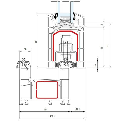 Kunststoff Schiebetür Profil Aluplast Multi-Slide Technische Details