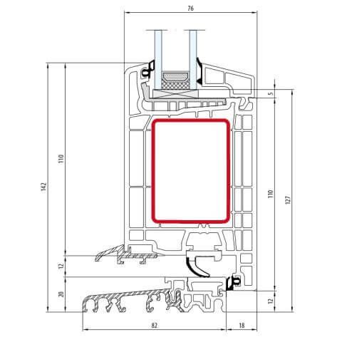 Haustür Salamander Streamline 76 Profil Technische Zeichnung